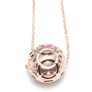 925 Sterling Silver Interlocking <b>Ring</b> Pendant with Striped Ball Pink Bezel Setting Inlay - Product Image 2