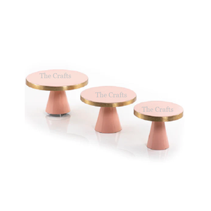 Ensemble de trois supports de service à gâteaux de taille différente support de service au chocolat de couleur orange en fer pour la maison et l'hôtel - Product Image 1