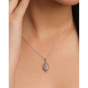 NOVAMART Fine Silver Diu Trendy Pendant Pink <b>Chain</b> Gold Stainless Steel Brass <b>Copper</b> Alloy Zircon Featuring Plant Number Shape C - Product Image 4