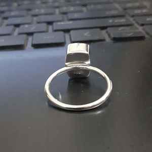 Bague fine en argent massif 925 véritable Octogone 6x10MM avec lunette ronde, semi-monture vierge, bague simple pour femme. - Product Image 5