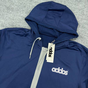 Veste à capuche personnalisée Taille XL Hommes Bleu Marine Couleur Coton Polaire Sweat à capuche avec fermeture éclair - Product Image 2