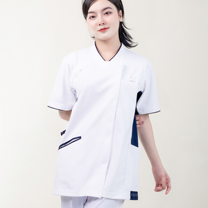 Ensemble de Blouse et Pantalon d'Infirmière Unisexe à Manches Courtes en Polyester Tissé Smart-Motion Blanc – Tenue d'Hôpital - Product Image 2