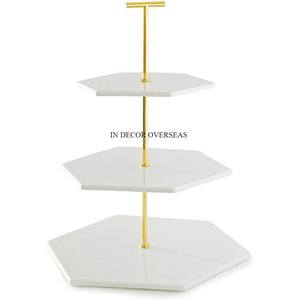 ที่วางเค้กโลหะ2ชั้นเคลือบผงสีขาวชุบทองเกรดสูงสำหรับงานแต่งงานและงานวันเกิด - Product Image 4