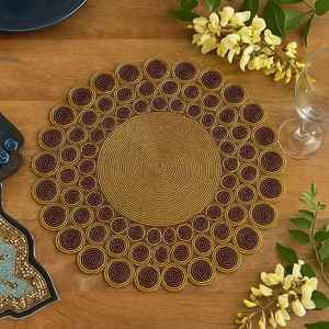 Beaded <b>Placemat</b> Handmade <b>Round</b> Charger for Luxury Dining & Holiday Decor Unique Piece Handmade Beaded, <b>Placemat</b>, Housewarming - Product Image 1