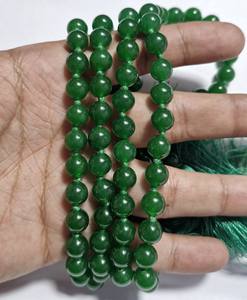 Perles rondes en jade vert naturel AAA 108 perles de pierres précieuses Jap Mala pour la fabrication de bijoux prix de gros - Product Image 3