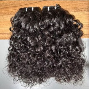 Paquets bouclés noirs non traités extensions de cheveux humains de temple indien vierge double dessinés - Product Image 1