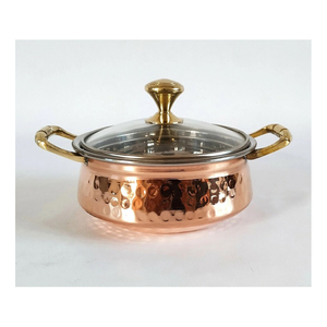 Tendance Logo personnalisé martelé acier cuivre Handi bol 400ml couvercle en verre couvercle vaisselle vaisselle ustensile de cuisine rond - Product Image 3