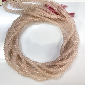 Wholesale Rose Quartz Faceted Rondelle Shape Beads 3mm Natural Gemstone for Jewelry Making <b>Pink</b> Color - Product Image 1
