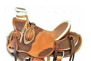 Juego de sillas de montar de cuero genuino de primera calidad, combinación perfecta para carreras de inglés de resistencia occidental para montar a caballo - Product Image 5