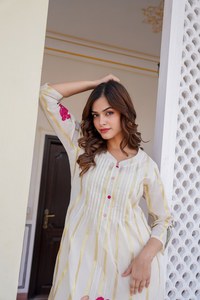 New Arrival High Quality Rayon & Cotton <b>Kurta</b> Set for <b>Women</b> Handcrafted Ethnic Dress for Weddings and Diwali Stretchable - Product Image 4