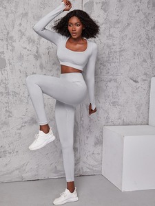 Ensemble de yoga sans couture pour femmes, vêtements de fitness hautement élastiques, soutien-gorge de sport et leggings respirants, ensemble de vêtements de sport pour la salle de sport - Product Image 5
