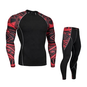 Conjunto Deportivo de Compresión para Hombre, de Secado Rápido, Transpirable, Talla Grande, Elástico, de Dos Piezas, con Estiramiento en Cuatro Direcciones, para Gimnasio y Entrenamiento - Product Image 1