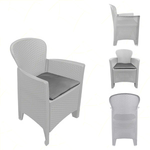 Progarden Lounge Set 2 poltrone in polipropilene bianco con Rattan Line Akita tavolino da giardino interno esterno - Product Image 2
