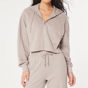 New Arrival Wholesale High Quality <b>Women</b> Crop <b>Top</b> 2024 <b>Fleece</b> Material <b>Women</b> Crop <b>Top</b> Hoodie in Cheap Price OEM Serviced - Product Image 1