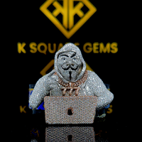 Pendentif personnalisé pour enfants et hommes, motif 3D, style Hip Hop, serti de moissanite VVS, plaqué or, argent sterling, 2-4 pouces