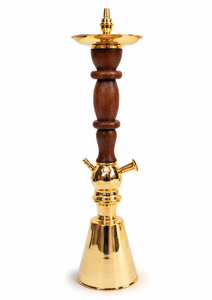 Handmade Traditional Style Table Top Double Ring <b>Hookah</b> Washable Hose | Customizable Wooden Stem Brass <b>Shisha</b> Decorative <b>Hookah</b> - Product Image 6