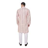 Ensemble Kurta Pajama en Soie Artisanale de Designer | Tenue ethnique indienne traditionnelle brodée en satin à manches longues pour homme, coupe classique
