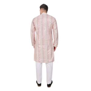 Ensemble Kurta Pajama en satin brodé pour homme TRILOKI, vêtements ethniques traditionnels indiens en soie artificielle pour mariage, avec paillettes - Product Image 5