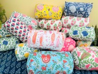 Pochette de rangement pour maquillage tendance en coton matelassé imprimé floral indien vintage pour femme, multifonctionnelle, durable, avec fermeture éclair
