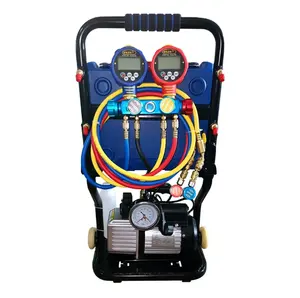 Refrigerant Charging Station with Refrigeration Manifold Gauge, Charging Hose Vacuum Pump