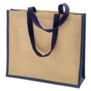 Eco-Friendly <b>Jute</b> Herringbone Casual <b>Tote</b> <b>Bag</b> with Contrast Side Panel and Tape Handle Made in Bangladesh for Promotions - Product Image 1