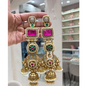 Classic Best Quality Traditional Wear Gold Plated Long <b>Earrings</b> for Party Wedding And Function Wear Collection For Women Girls - Product Image 1