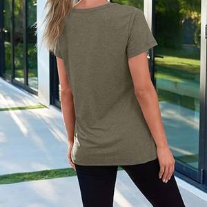 Meilleur prix, service OEM personnalisé, t-shirt femme d'été, écologique, 100% coton/polyester, manches courtes, col rond, coupe régulière confortable - Product Image 3