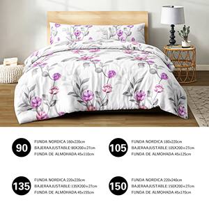 Juego de Funda Nórdica Floral Moderna de 3 Piezas 100% Poliéster con Sábana Ajustable y Funda de Almohada, Accesorio de Ropa de Cama de Lujo 100TC - Product Image 4