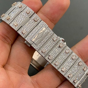 Reloj de Lujo Cuadrado Antiguo con Moissanita Iced Out, Esfera Romana en Oro Rosa, Diamantes VVS1, Acero Inoxidable, Cristal, Correa de 20mm, Estilo Hip Hop - Product Image 3