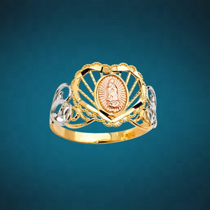 Anillos de Dedo de Aleación Chapados en Rodio de Tres Tonos de Moda con la Virgen María, Joyería Clásica y Elegante, Regalo Personalizable - Product Image 2