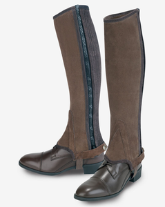 Half Chaps de equitación con panel elástico para hombres y mujeres en instrumentos veterinarios de herrador de cuero de vaca genuino - Product Image 5