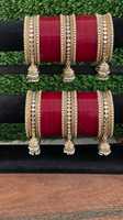 Ensemble de bracelets Kundan Jhumka faits à la main traditionnels, avec fils multi-perles, pour mariage indien, Haldi, Chuda Punjabi, bracelets de mariée tendance
