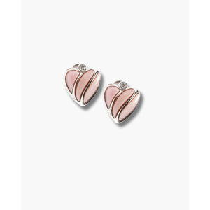 Geometric Heart Stud <b>Earrings</b>-Rhodium & Gold Plated with Diamond Zircon & <b>Pearl</b> - Product Image 1
