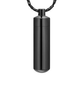 เครื่องประดับสแตนเลสสีดำสำหรับการฌาปนกิจศพสร้อยคอโกศจี้รูปทรงกระบอกพร้อมของที่ระลึกขี้เถ้าอัญมณีขนาดกำหนดเองได้ - Product Image 5