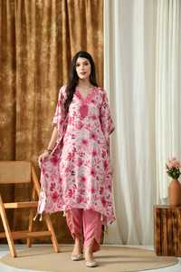 Ensemble caftaan Maslin imprimé numérique miroir lourd travail manuel élégant vêtements traditionnels musulmans accessoires Viscose fête quotidienne - Product Image 2