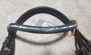 Brida de doble manivela de cuero plateado marrón caballo fabricante de brida de caballo de cuero genuino - Product Image 3