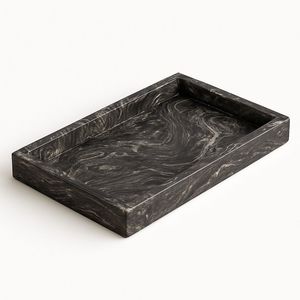 Bandeja de mármol blanco con venas negras Bandeja decorativa elegante para servir aperitivos o decoración de lujo para el hogar - Product Image 6