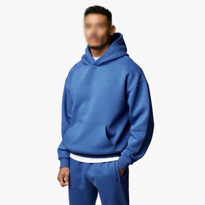 Survêtement homme bleu en molleton de coton, vêtements de sport pour l'entraînement et le jogging, ensembles 2 pièces, sweat à capuche et jogging - Product Image 2