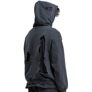 เสื้อฮู้ดปักลายสไตล์วินเทจสำหรับผู้ชาย เสื้อผ้าสตรีทแวร์ โลโก้แบบดิบๆ ผ้าฝ้ายฟลีซทรงโอเวอร์ไซส์ - Product Image 5