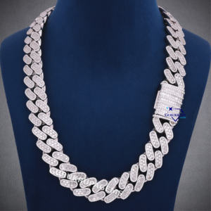 Lujoso Iced Hip Hop 14KT oro blanco rodio plateado enlace cadena collar laboratorio cultivado diamante pasa diamante probador estilo cubano - Product Image 1