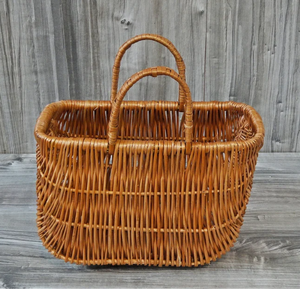 Cesta de mimbre Vintage hecha a mano con dos asas, cesta de mercado de mimbre, bolsa de mercado - Product Image 3