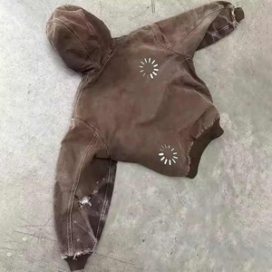 Streetwear Clothe <b>Work</b> Canvas Twill Cotton Jacket Zipper up Custom Crop Acid Wash <b>Hoodie</b> Vintage Distressed <b>Hoody</b> Jacket for <b>Men</b> - Product Image 2