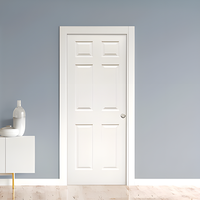 Porte intérieure en bois moderne, blanc apprêté, en MDF, pré-montée et peignable, avec cadre, pour projets hôteliers - Vente en gros usine