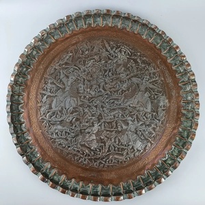 Assiette de service en cuivre gravée à la main, luxueuse et écologique, pour servir les aliments à la maison, dans les hôtels, les restaurants, les fêtes et les événements - Product Image 4