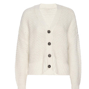 Suéter de Punto de Color Sólido, Manga Larga, Cuello en V, Abotonado, de Alta Calidad, Transpirable, Tipo Cárdigan - Product Image 1