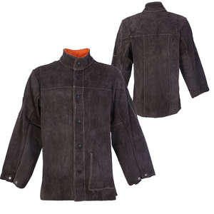 Veste de soudage en cuir de vache fendu, résistante à la chaleur et aux flammes, équipement de soudage durable pour le travail de sécurité - Product Image 1