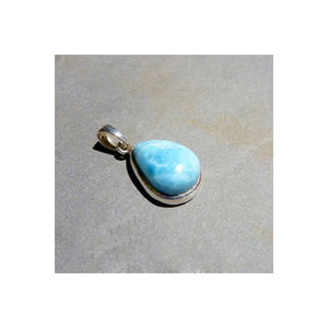 2025 nouveau pendentif exclusif en argent Sterling 925 forme de poire naturel bleu Larimar pierre précieuse pendentif fait main ODM OEM fournisseur en vrac - Product Image 3
