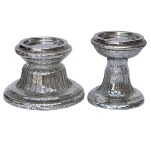 Ensemble de 2 bougeoirs et photophores décoratifs uniques en argent de créateur pour maison, restaurant et hôtel - Product Image 2