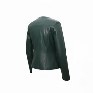 Nouvelle veste en cuir pour femme, élégante et décontractée, couleur verte unie, fabrication de qualité supérieure, cuir véritable, veste en cuir pour femme - Product Image 3