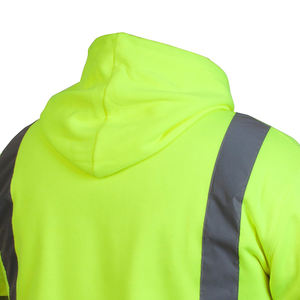 Custom Logo Hi <b>Vis</b> Workwear Safety <b>High</b> Visibility Breathable Solid Fleece With Reflective Hoodie For Sale - Product Image 6
